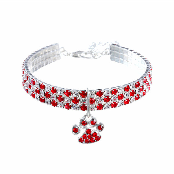 Collar de Diamantes Multicolor para Perros y Gatos - Collar Elástico Ornamental