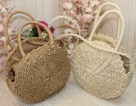 Bolso Tejido de Rafia Redondo - Bolsa de Playa Artesanal para Mujer - Image 2