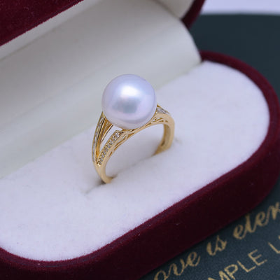 Anillo de Perla Blanca de Agua Dulce 11-12mm Círculo Perfecto Brillo Intenso - Image 4