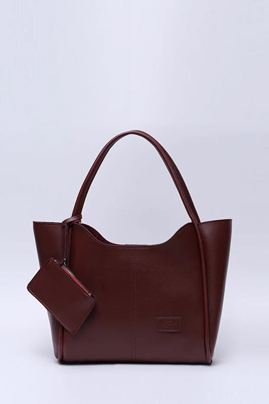 Bolso Burgundy SHK108 de Cuero Sintético para Mujer con Billetera y Neceser