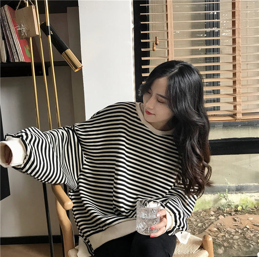 Camisa Oversized a Rayas de Manga Larga Suelta - Image 28