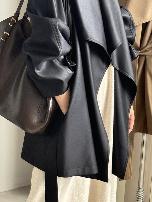 Chaqueta Cortavientos Suelta con Solapa Ancha para Mujer - Colección Otoño - Image 17