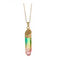 Original stone cylindrical mixed color crystal Dorado rim single ring pendant necklace Single strip