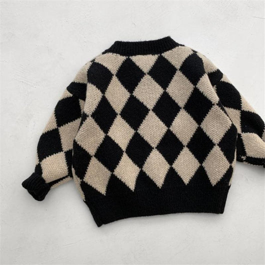 Suéter Infantil Estilo Coreano con Patrón Rombo Holgado - Image 8