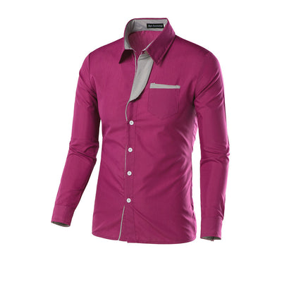 Camisa Slim Fit de Algodón para Hombre - Manga Larga Color Sólido - Image 44