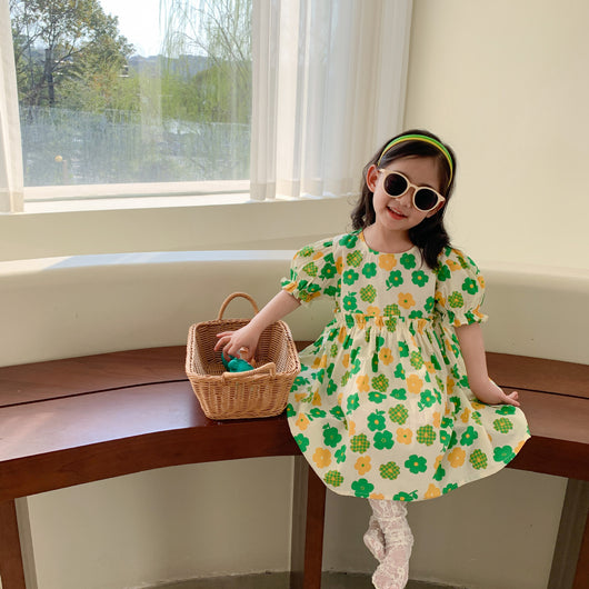Vestido Infantil Floral de Manga Corta Estilo Princesa - Image 10