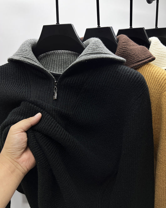 Suéter Abrigo Hombre Invierno Cuello Solapa Alto - Image 4
