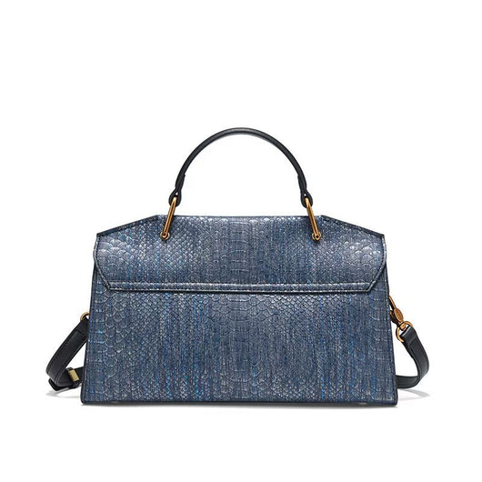 Bolso de Mano Azul con Textura de Serpiente - Diseño Premium para Mujer - Image 6