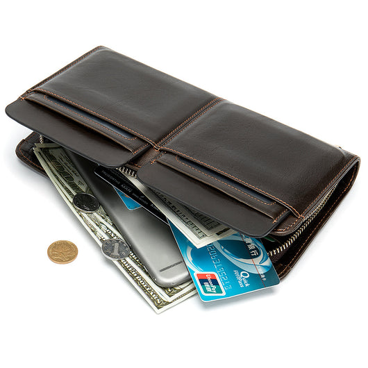 Cartera Larga Ejecutiva para Hombre Cuero Genuino Múltiples Compartimentos - Image 4