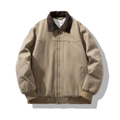 Chaqueta Vintage Americana para Hombre con Cuello Solapa y Tela Gruesa Desgastada - Image 5