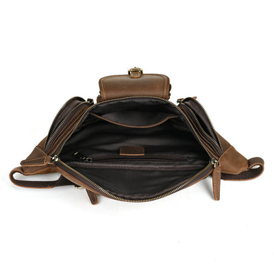 Bolso Pecho Cuero Retro Multifuncional Estilo Motociclista - Image 10