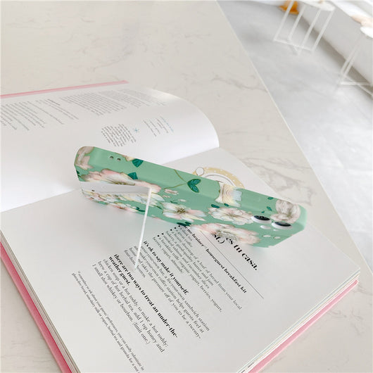 Funda para teléfono con flores y fondo verde - Image 2