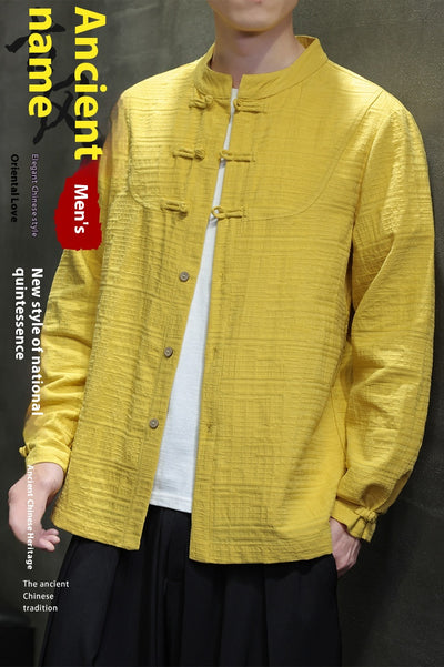 Camisa Retro Tang Chino - Algodón y Lino con Cierre Tradicional para Hombre - Image 43
