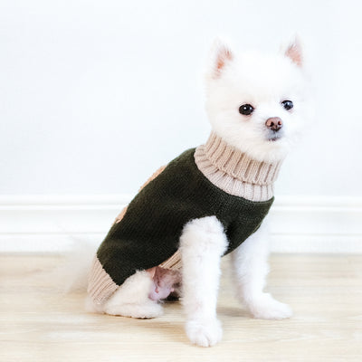 Suéter Militar para Perro Verde Oliva - Diseño Simple Otoño Invierno - Image 8