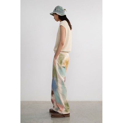 Pantalones Rectos Sueltos Pintados a Mano para Mujer - Image 12