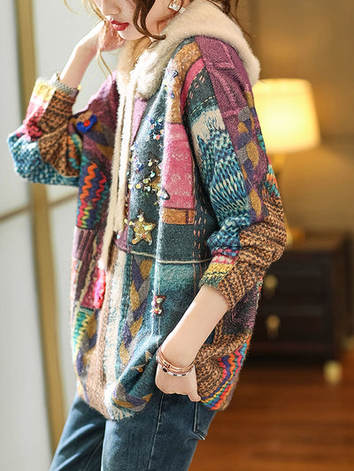 Suéter con Capucha Estampado Floral en Visón - Image 10