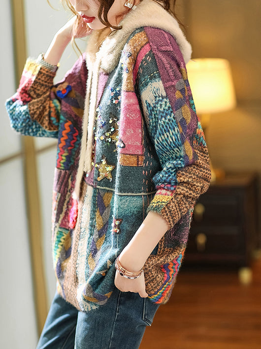 Suéter con Capucha Estampado Floral en Visón - Image 10