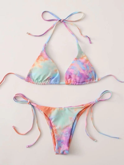 Traje de Baño Mujer Estampado Multicolor con Corte Asimétrico - Image 20
