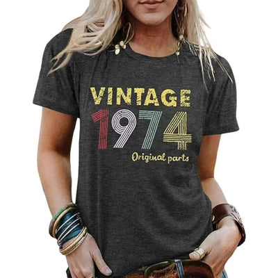 Blusa Vintage con Estampado de Letras para Fiestas - Image 3