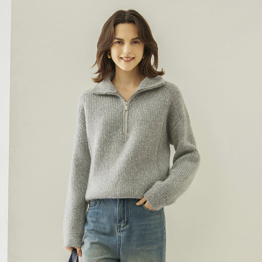 Suéter de Cashmira con Cuello Mao Grueso de Cinco Capas para Mujer - Abrigo Base Holgado Otoño Invierno - Image 8
