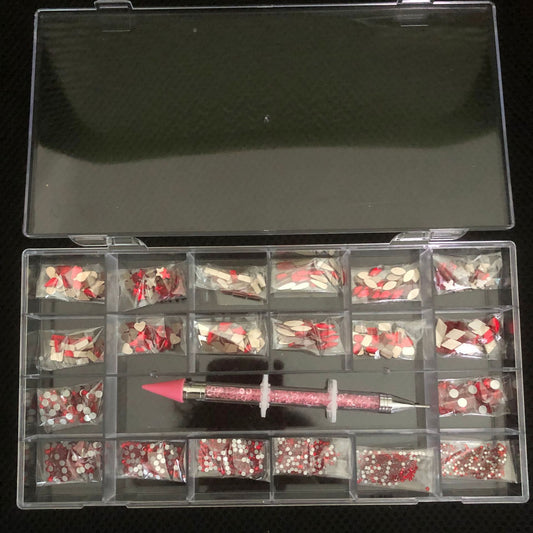 Organizador de Joyería Manicura 21 Compartimentos con Caja de Vidrio y Bolígrafo de Diamante - Image 2