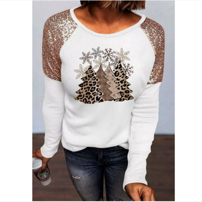 Playera Navideña de Manga Larga con Estampado de Copo de Nieve y Detalles Lentejuelas - Image 8