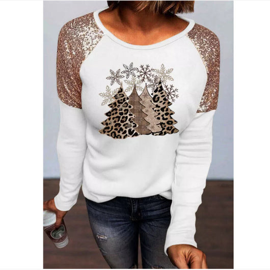 Playera Navideña de Manga Larga con Estampado de Copo de Nieve y Detalles Lentejuelas - Image 8