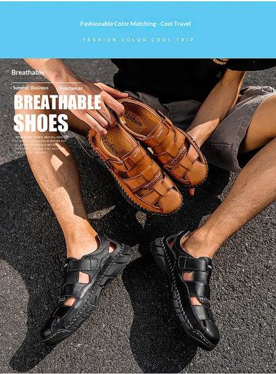 Sandalias Grandes para Hombre con Velcro y Detalles Cosidos - Image 9