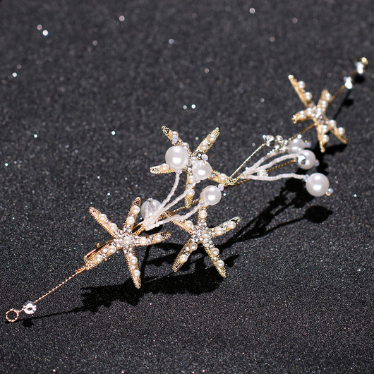 Diadema Estrella de Mar con Perlas para Novia - Joya de Cabello Elegante - Image 7