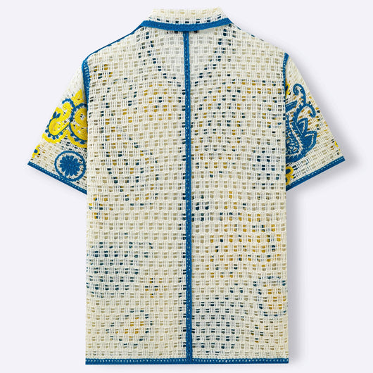 Polo Cardigan de Punto Calado Étnico Retro para Hombre - Image 4