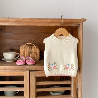 Chaleco Infantil de Cuello Redondo con Bordado Otoñal - Image 13