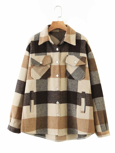 Chaqueta Tweed Cuadros para Mujer con Bolsillos y Botones - Image 16