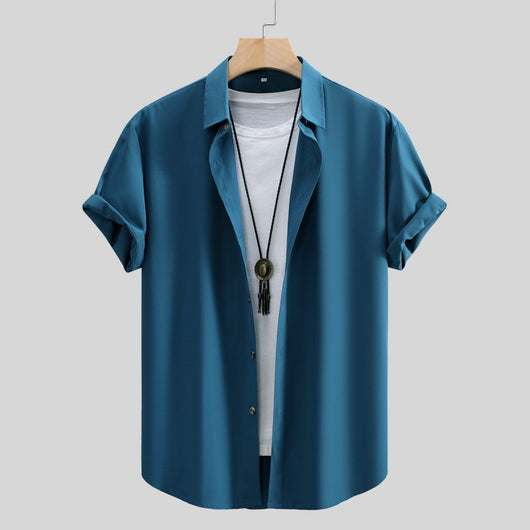 Camisa de Manga Corta Clásica para Hombre - Color Liso Verano - Image 9