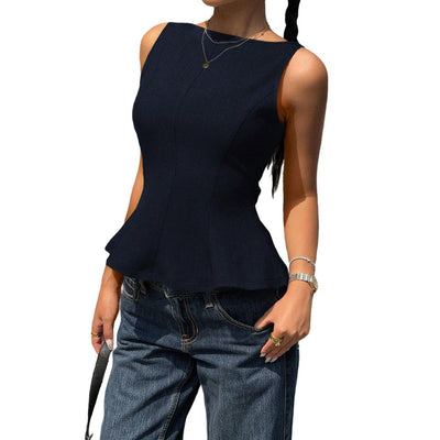 Blusa sin Espalda con Lazo en el Cuello y Cintura Ajustada - Image 6