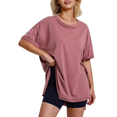 Camiseta Suelta de Algodón con Aberturas Laterales para Mujer - Image 5