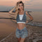 Top Denim Lavado Sexy con Cierre Posterior