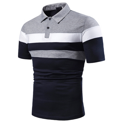 Playera tipo polo con cuello para hombre en bloques de tres franjas - Image 4