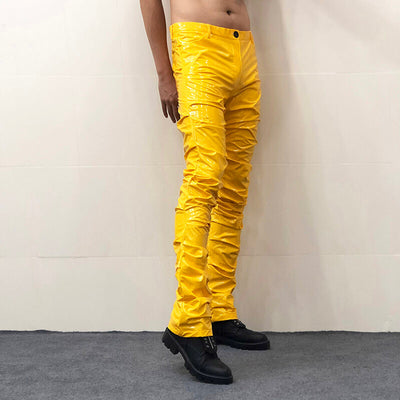 Pantalones de Cuero Plisados Acampanados Mirror Fit para Hombre y Mujer - Image 12
