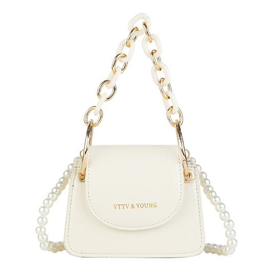 Bolso Bandolera Cuadrado con Cadena de Perlas a un Hombro - Image 2