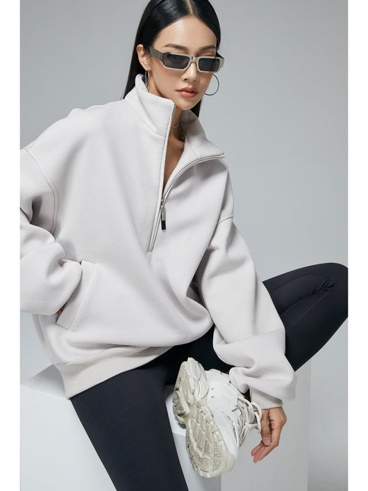 Sudadera Relajada con Cuello Alto y Cierre de Media Cremallera para Primavera y Otoño - Image 13