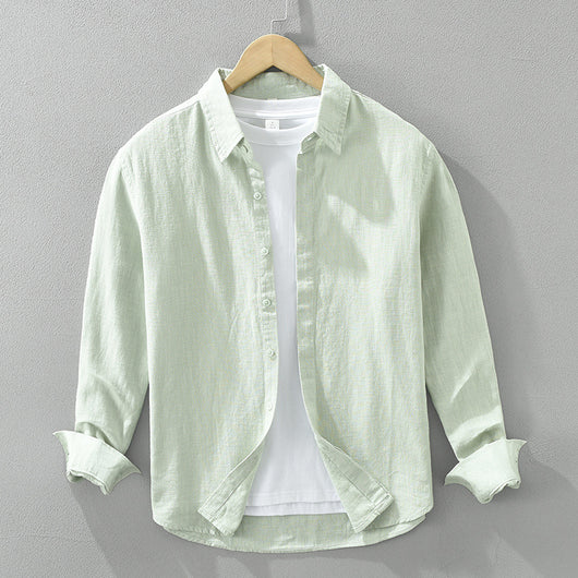 Camisa de Lino Suelta para Hombre - Estilo Casual Artístico de Manga Larga - Image 9