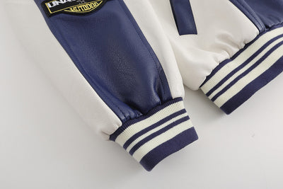 Chaqueta Universitaria Retro PU Bordada Suelta para Hombre - Image 16