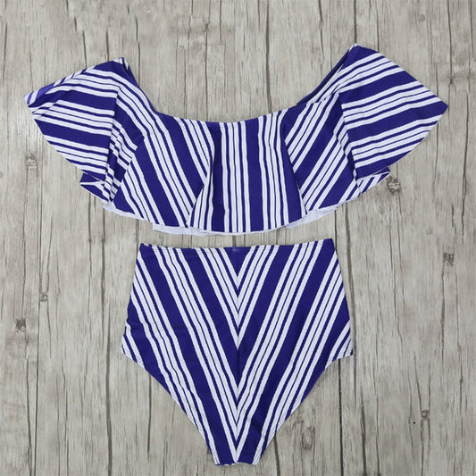 Bikini Hombro Descubierto con Volantes y Abertura Lateral - Image 2