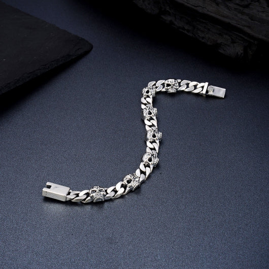 Pulsera Calavera Plata Esterlina para Hombre - Estilo Coreano Hip Hop Punk - Image 4