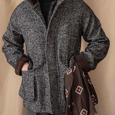 Abrigo de Lana Vintage Cuello Mao Invierno Cálido - Image 13