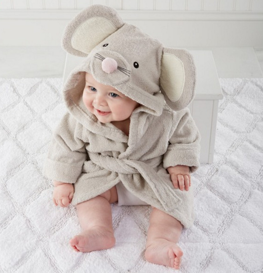Bata de Baño Infantil con Capucha - Toalla Modelo Animales Lindos en Algodón