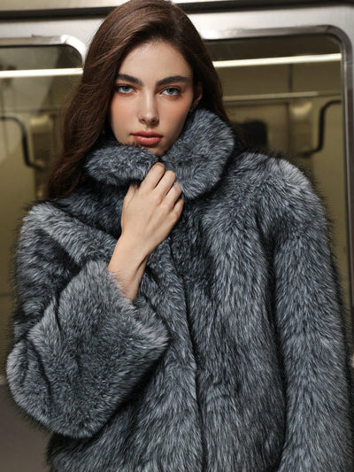 Chaqueta Cálida de Cuello Solapa con Pelaje para Mujer - Image 10