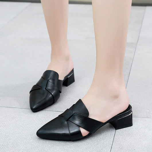 Sandalias Baotou de Cuero Genuino con Suela Suave para Mujer - Image 4