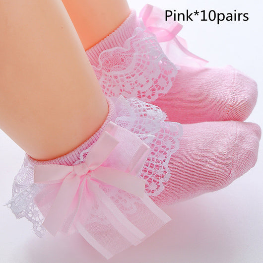 Calcetines de Danza para Niñas con Encaje y Moño Adorable - Image 6
