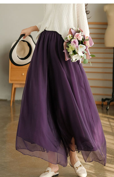 Pantalones Anchos de Cintura Alta en Malla y Gasa - Comodidad Elegante - Image 35